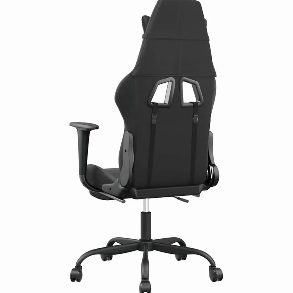 vidaXL Massage gamestoel met voetensteun kunstleer zwart en grijs