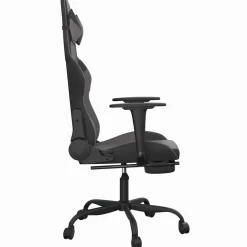 vidaXL Massage gamestoel met voetensteun kunstleer zwart en grijs