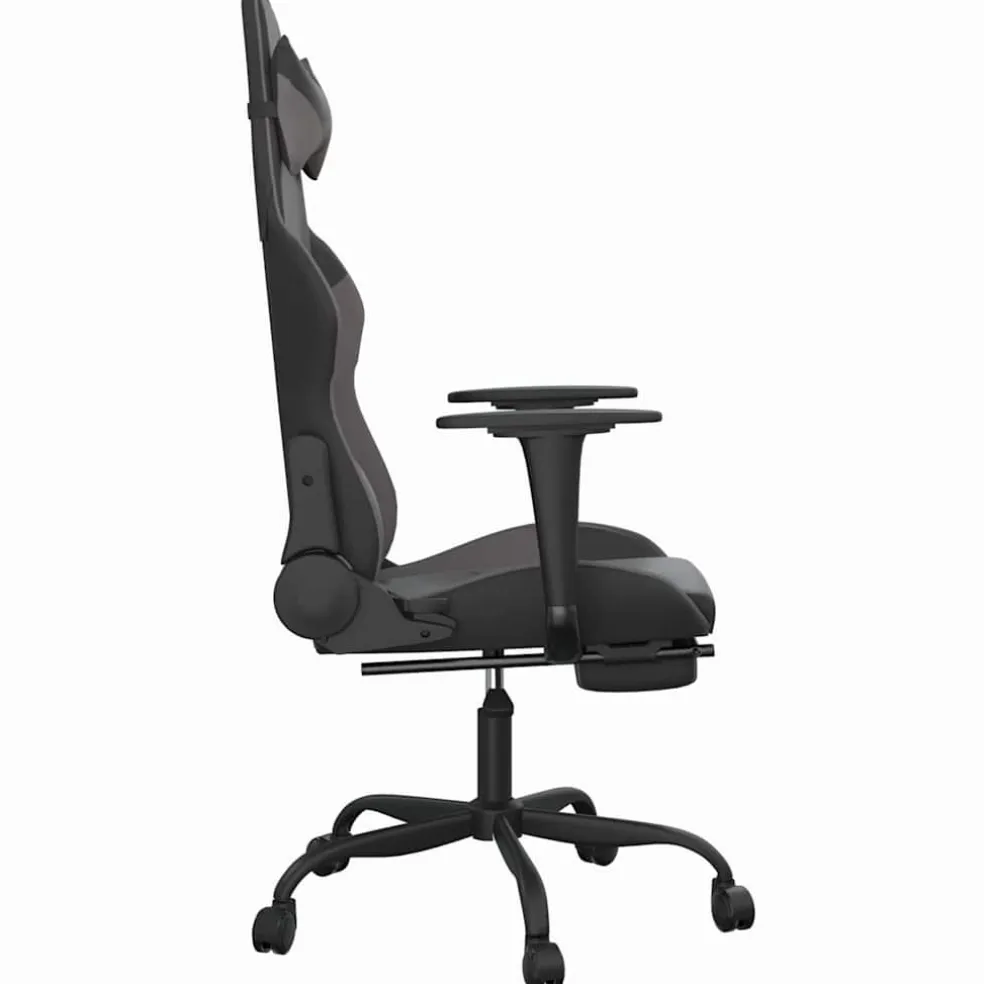 vidaXL Massage gamestoel met voetensteun kunstleer zwart en grijs