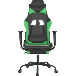 vidaXL Massage gamestoel met voetensteun kunstleer zwart en groen
