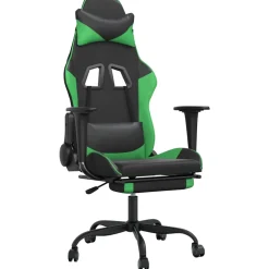 vidaXL Massage gamestoel met voetensteun kunstleer zwart en groen