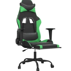 vidaXL Massage gamestoel met voetensteun kunstleer zwart en groen