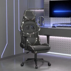 vidaXL Massage gamestoel met voetensteun kunstleer zwart en camouflage