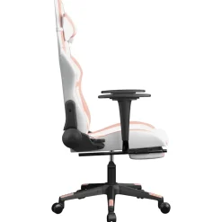 vidaXL Massage gamestoel met voetensteun kunstleer zwart en roze