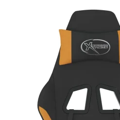 vidaXL Massage gamestoel met voetensteun stof zwart en oranje