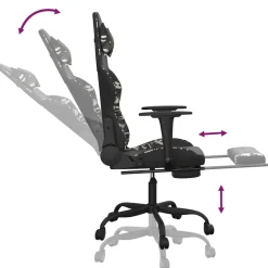 vidaXL Massage gamestoel met voetensteun kunstleer zwart & camouflage