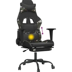 vidaXL Massage gamestoel met voetensteun kunstleer zwart & camouflage