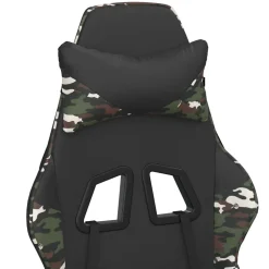 vidaXL Massage gamestoel met voetensteun kunstleer zwart & camouflage