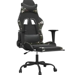 vidaXL Massage gamestoel met voetensteun kunstleer zwart & camouflage