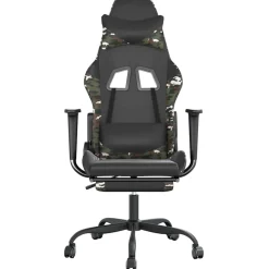 vidaXL Massage gamestoel met voetensteun kunstleer zwart & camouflage