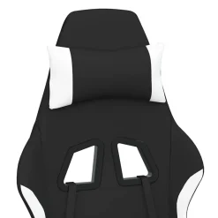 vidaXL Massage gamestoel met voetensteun stof zwart en wit