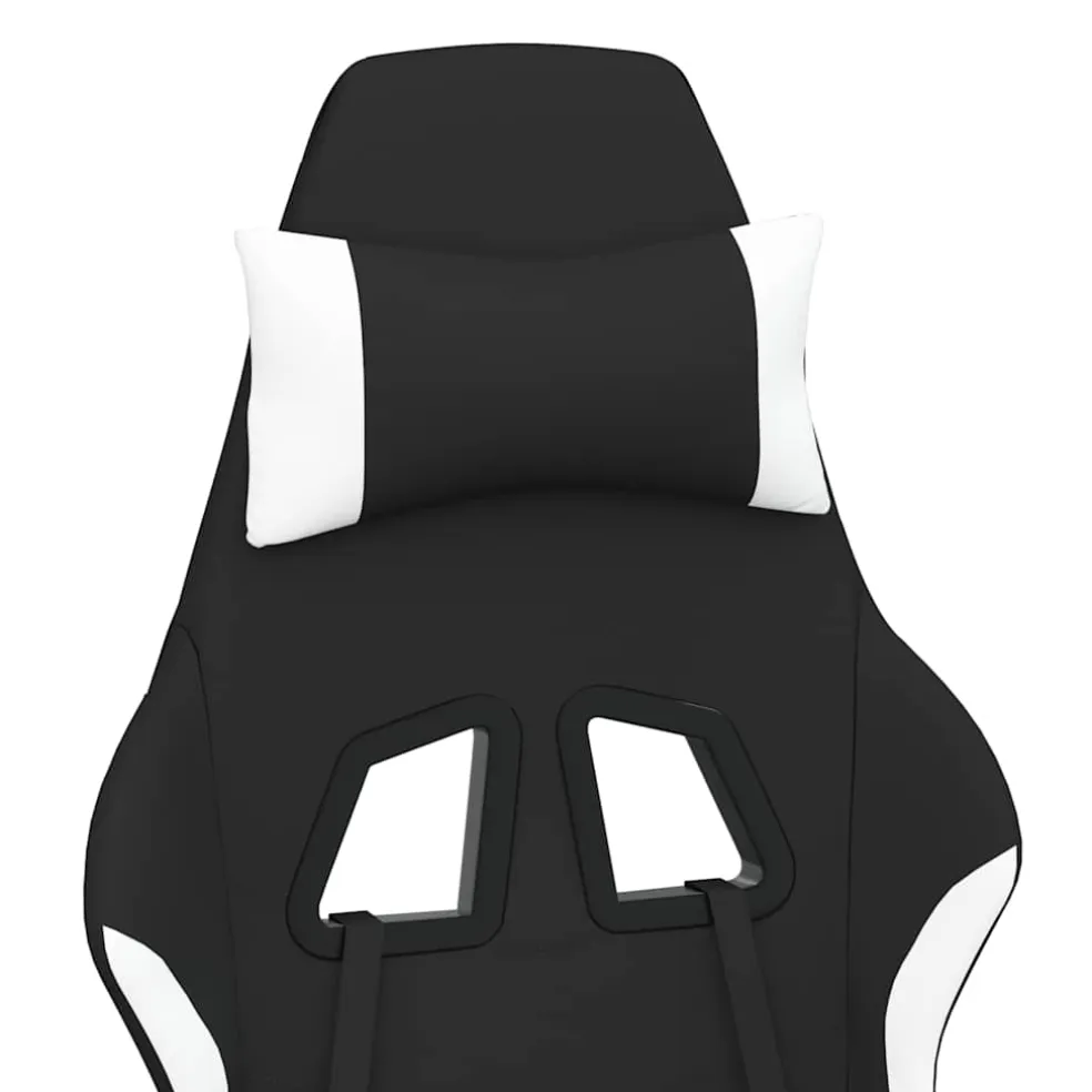 vidaXL Massage gamestoel met voetensteun stof zwart en wit