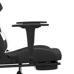 vidaXL Massage gamestoel met voetensteun stof zwart en wit