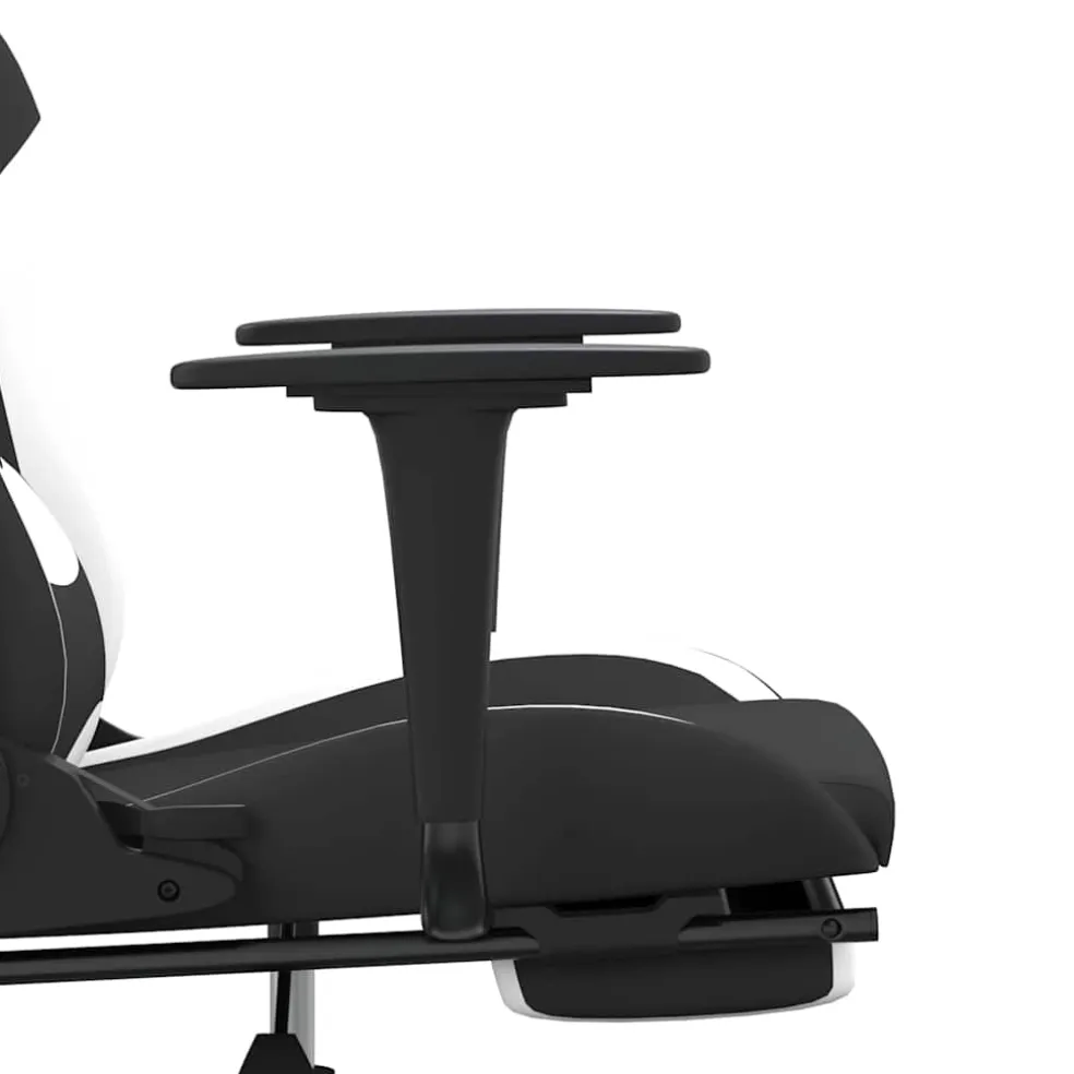 vidaXL Massage gamestoel met voetensteun stof zwart en wit