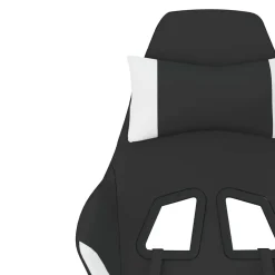 vidaXL Massage gamestoel met voetensteun stof zwart en wit