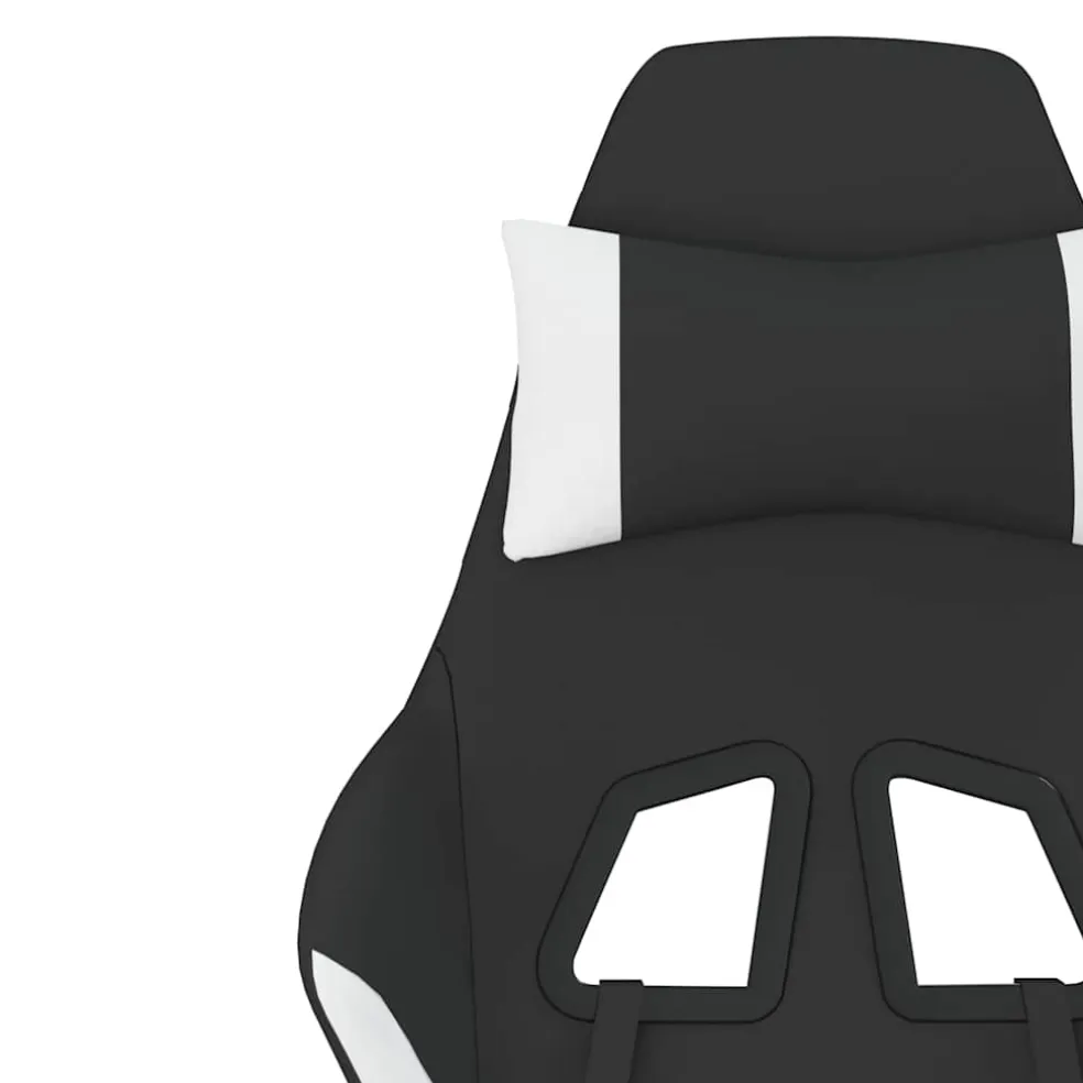 vidaXL Massage gamestoel met voetensteun stof zwart en wit