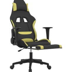 vidaXL Massage gamestoel met voetensteun stof zwart en lichtgroen