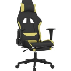 vidaXL Massage gamestoel met voetensteun stof zwart en lichtgroen