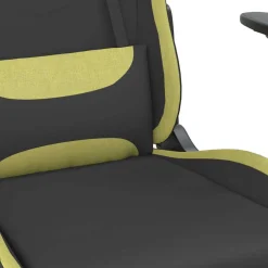 vidaXL Massage gamestoel met voetensteun stof zwart en lichtgroen