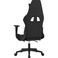 vidaXL Massage gamestoel met voetensteun stof zwart en lichtgrijs