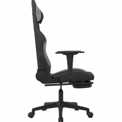 vidaXL Massage gamestoel met voetensteun stof zwart en lichtgrijs