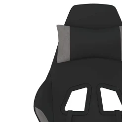vidaXL Massage gamestoel met voetensteun stof zwart en lichtgrijs