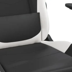 vidaXL Massage gamestoel met voetensteun kunstleer zwart & wit