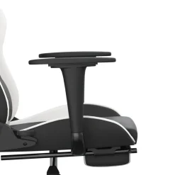 vidaXL Massage gamestoel met voetensteun kunstleer zwart & wit