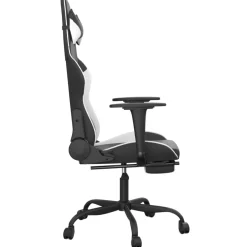 vidaXL Massage gamestoel met voetensteun kunstleer zwart & wit