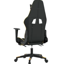 vidaXL Massage gamestoel met voetensteun kunstleer zwart & goudkleurig