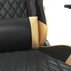 vidaXL Massage gamestoel met voetensteun kunstleer zwart & goudkleurig