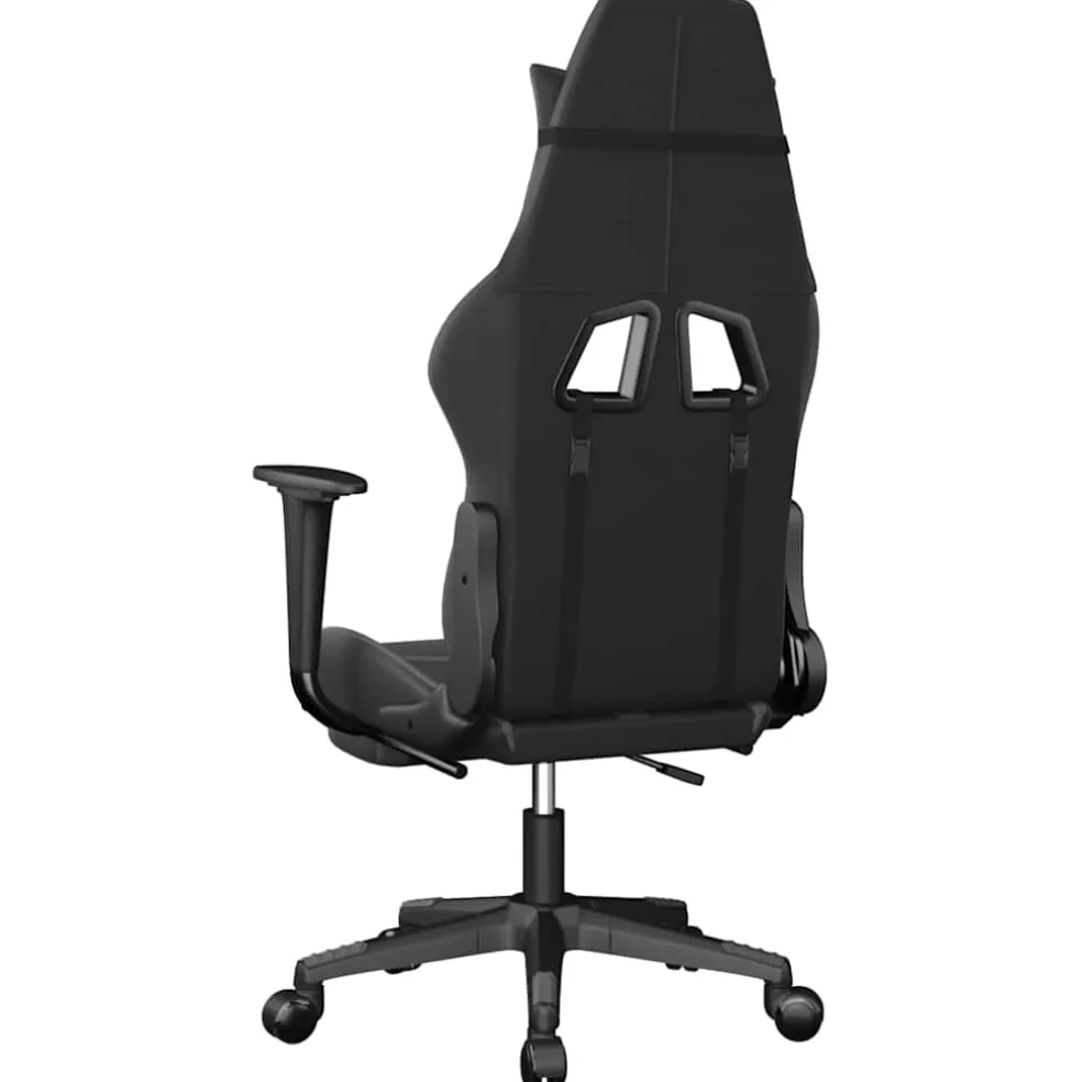 vidaXL Massage gamestoel met voetensteun kunstleer zwart en grijs