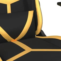 vidaXL Massage gamestoel met voetensteun kunstleer zwart & goudkleurig