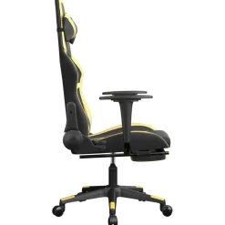 vidaXL Massage gamestoel met voetensteun kunstleer zwart & goudkleurig