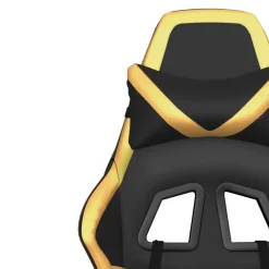 vidaXL Massage gamestoel met voetensteun kunstleer zwart & goudkleurig
