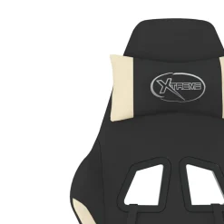 vidaXL Massage gamestoel stof zwart en crèmekleurig