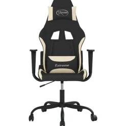 vidaXL Massage gamestoel stof zwart en crèmekleurig