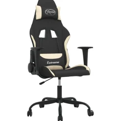 vidaXL Massage gamestoel stof zwart en crèmekleurig