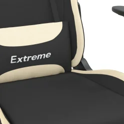 vidaXL Massage gamestoel stof zwart en crèmekleurig
