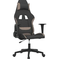 vidaXL Massage gamestoel stof zwart en taupe