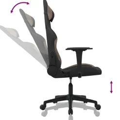 vidaXL Massage gamestoel stof zwart en taupe