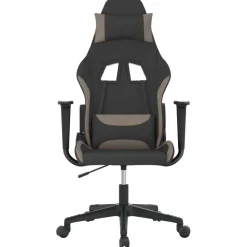 vidaXL Massage gamestoel stof zwart en taupe