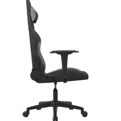 vidaXL Massage gamestoel stof zwart en lichtgrijs