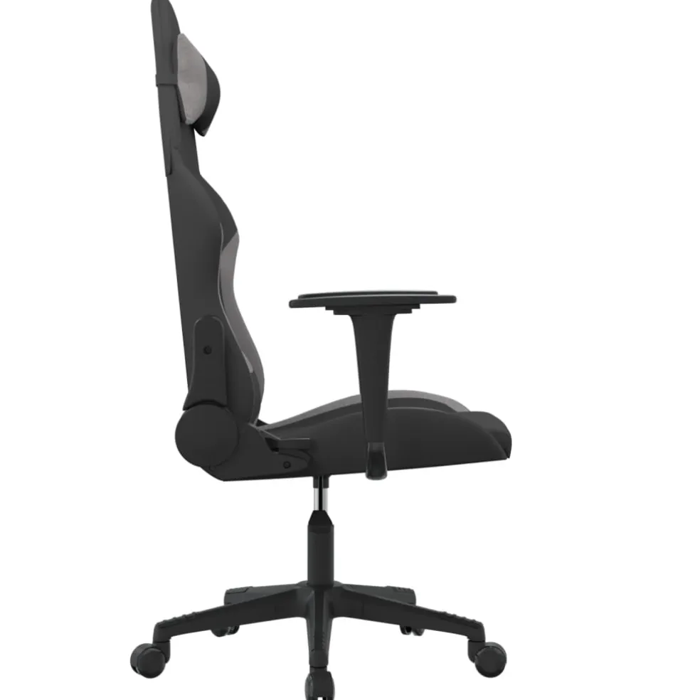 vidaXL Massage gamestoel stof zwart en lichtgrijs