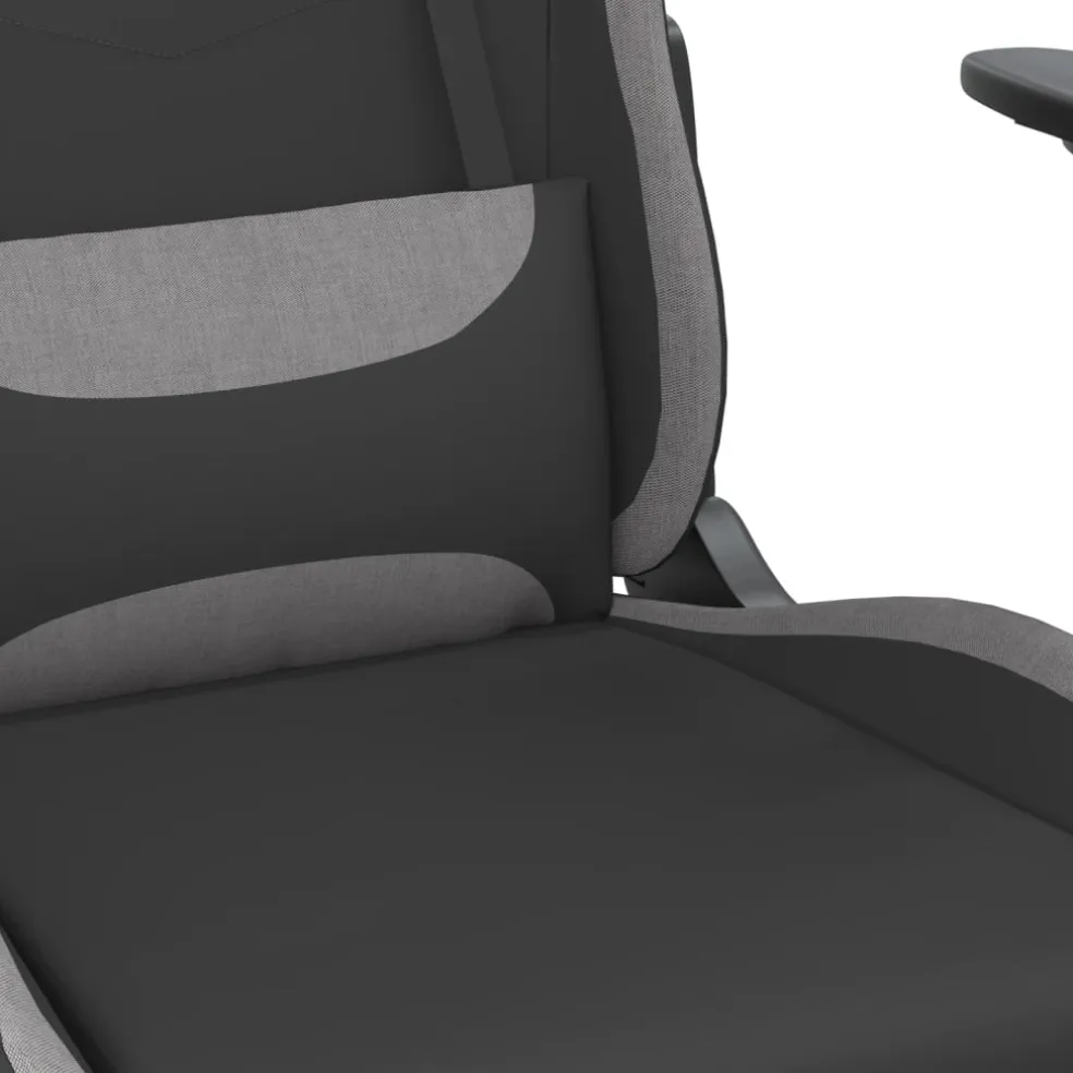 vidaXL Massage gamestoel stof zwart en lichtgrijs
