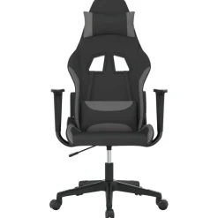 vidaXL Massage gamestoel stof zwart en lichtgrijs