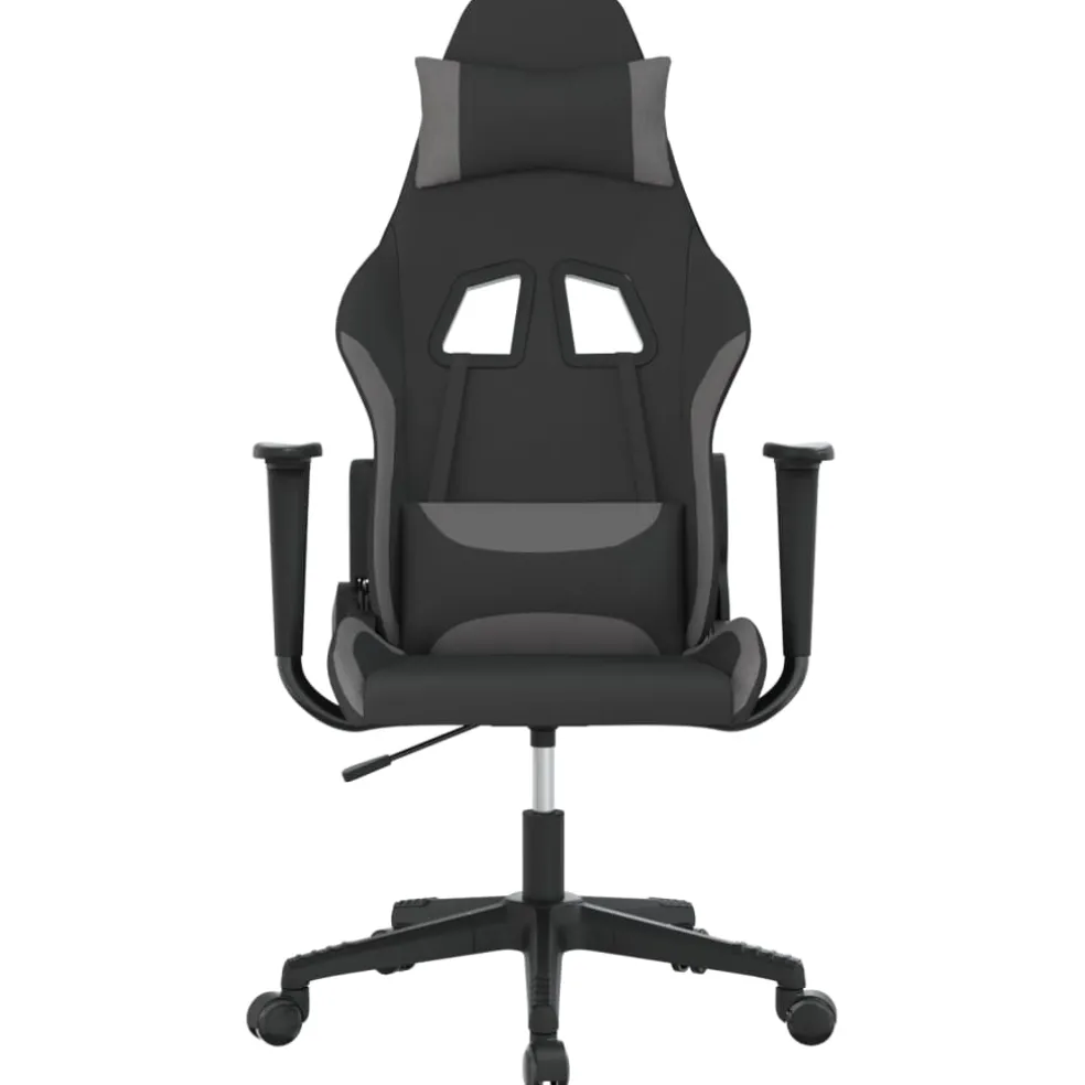 vidaXL Massage gamestoel stof zwart en lichtgrijs