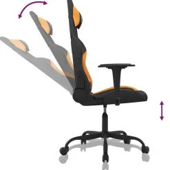 vidaXL Massage gamestoel stof zwart en oranje
