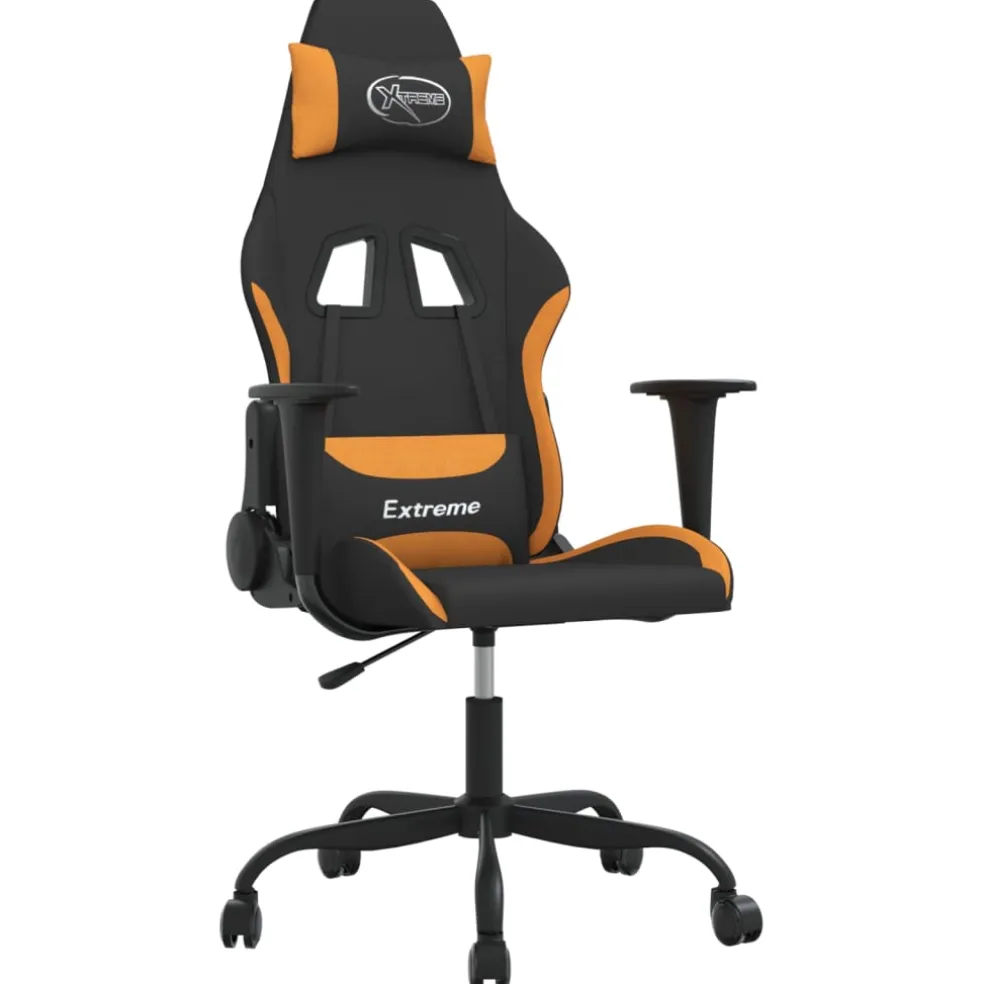vidaXL Massage gamestoel stof zwart en oranje
