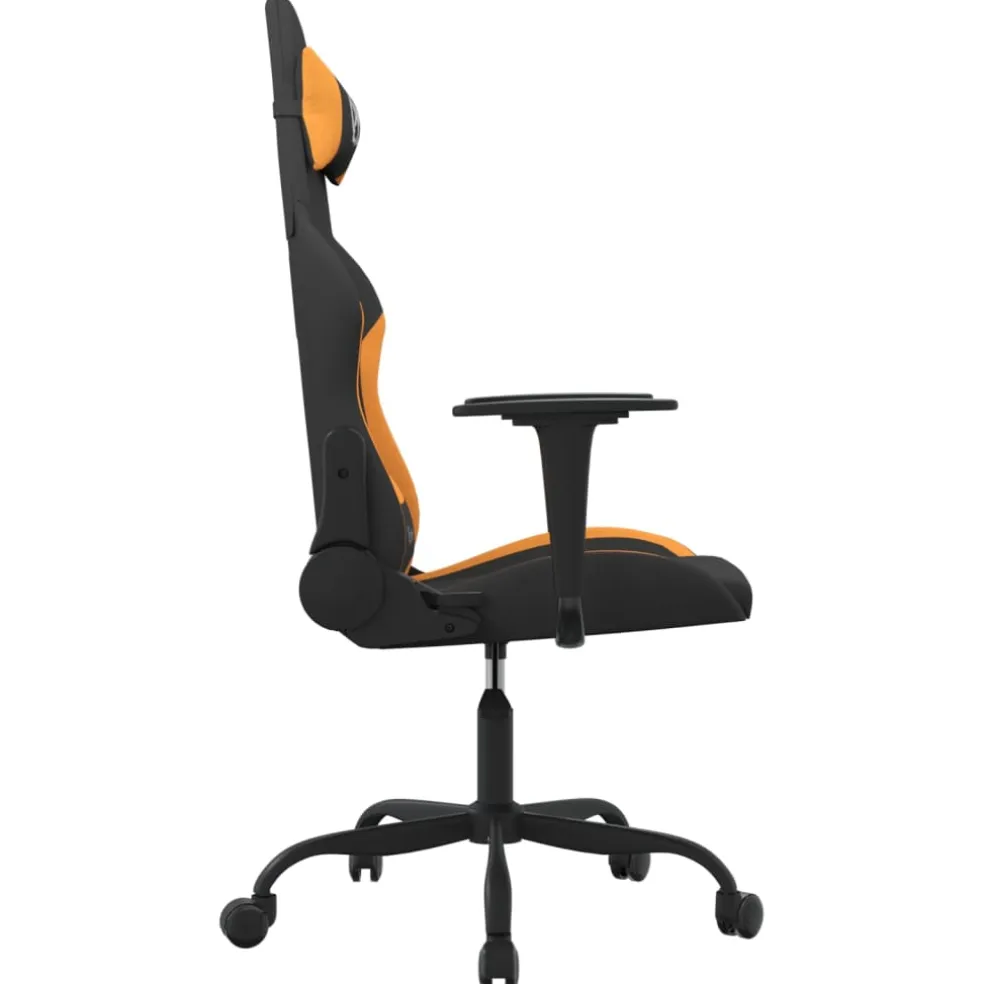 vidaXL Massage gamestoel stof zwart en oranje